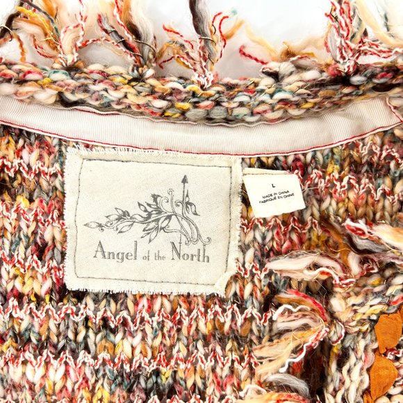 Angel of the North Jacket Womens Large Multicolor Fringe Detail Chunky Knitted - Picture 2 of 5